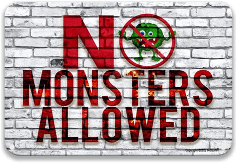 Warning No Monsters Allowed Metal Art Decoration Coffee