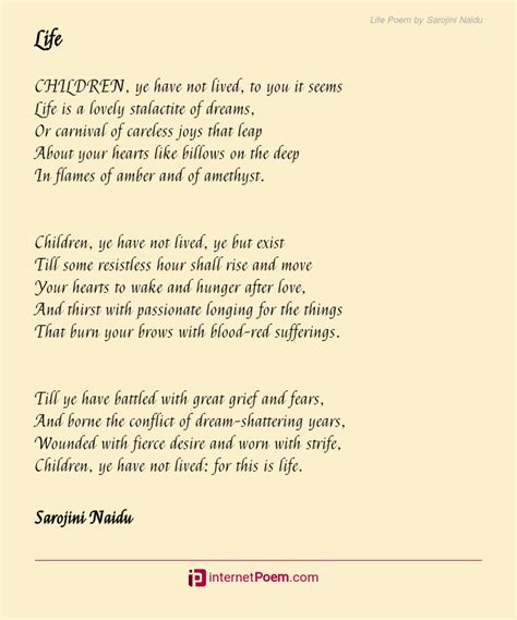 Life Poem By Sarojini Naidu