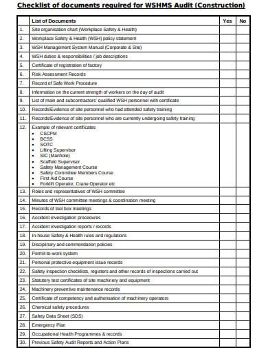 10 Health And Safety Audit Checklist Templates In DOC PDF