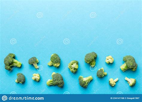 Top View Fresh Green Broccoli Vegetable On Colored Background Broccoli