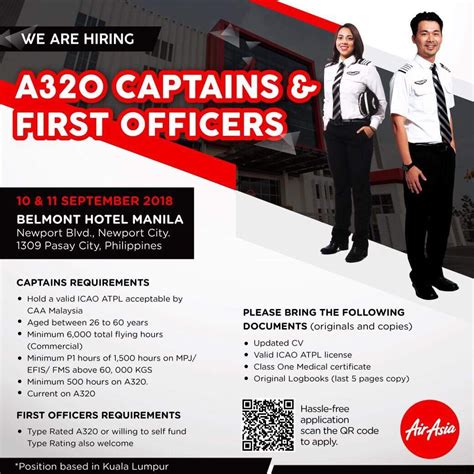 This article provides complete information on how to apply for the cadet pilot training program with air asia and getting your captain's stripes and fly an a320. AirAsia Pilot Recruitment Manila (September 2018 ...