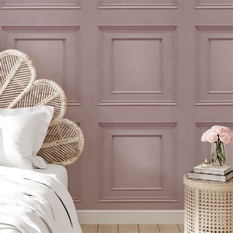Oliana Wood Panel Effect Wallpaper Belgravia Decor Pink Teal Grey Cream