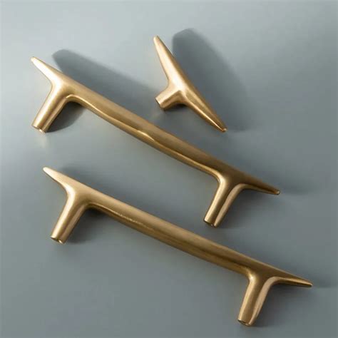 solid brass tbar nordic style cabinet handles furniture drawer pulls kitchen cupboard knobs pull