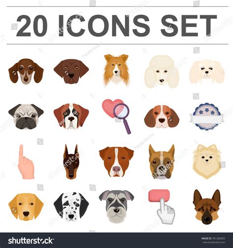 Dog Breeds Cartoon Icons Set Collection Stock Vector Royalty Free