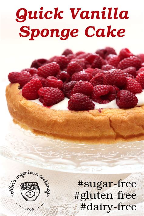 25 gluten free and dairy free desserts. Quick vanilla sponge cake with fresh raspberries (sugar ...