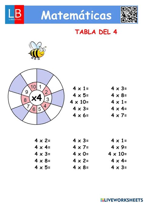 Ejercicio Interactivo De Tabla De Multiplicar Del Tablas De