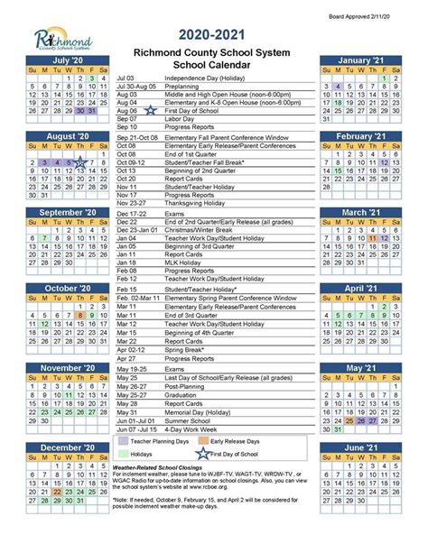 School Calendar In 2021