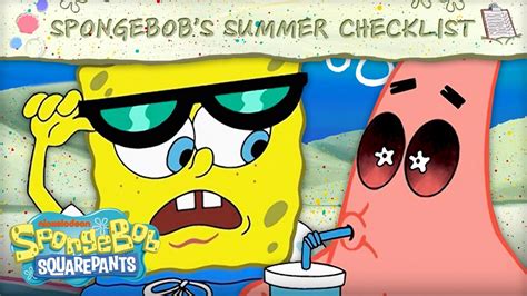 Spongebobs Summer Checklist ⛱️ Spongebob Youtube