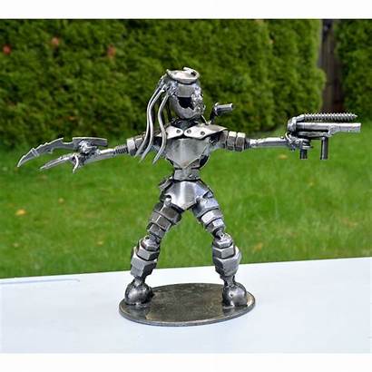 Metal Scrap Gun Predator Sculpture Spears