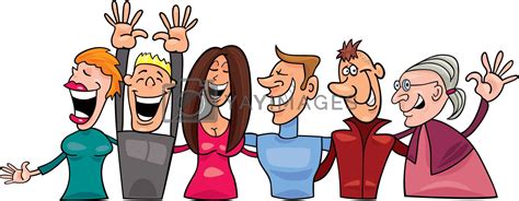Group Of Smiling People By Izakowski Vectors And Illustrations With