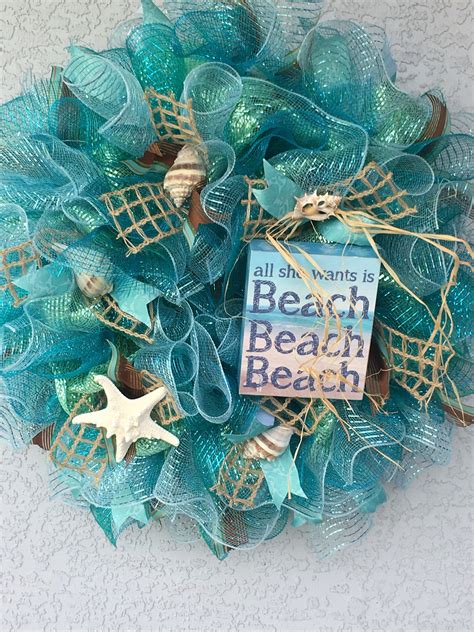 Beach House Wreath Front Door Seashell Wreath Starfish Etsy