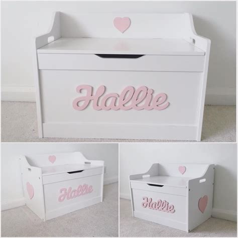 A Stunning Personalised White Toy Box Personalise With Different Names