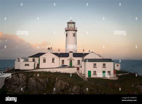 The Iconic Fanad Head Lighthouse Under The Moonlight Stock Photo Alamy