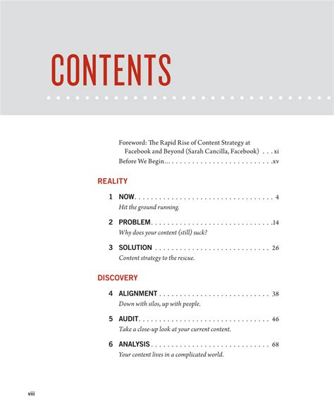 Clean Modern Table Of Contents The Book Content Strategy For The