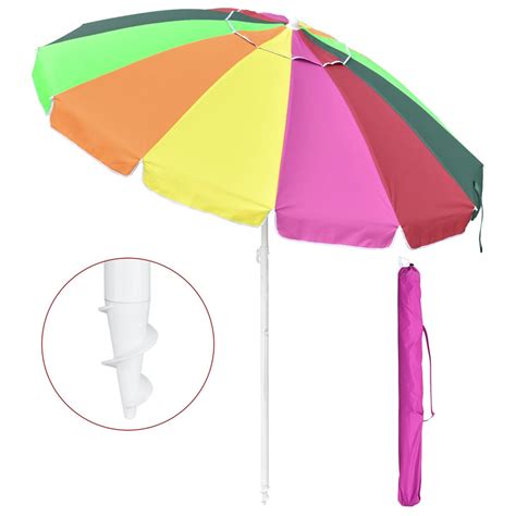678 Ft Rainbow Beach Umbrella Sunshade With Tilt Sand Anchor Uv