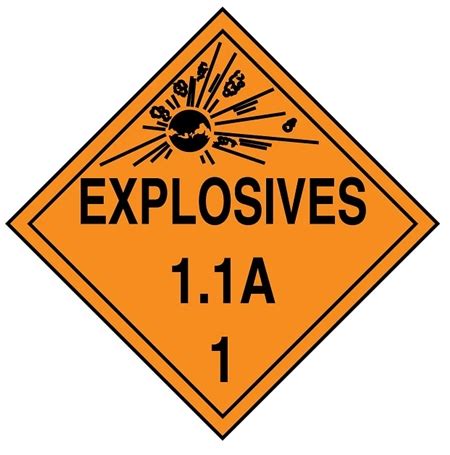 EXPLOSIVE 1 1A CLASS 1 DOT Shipping Labels
