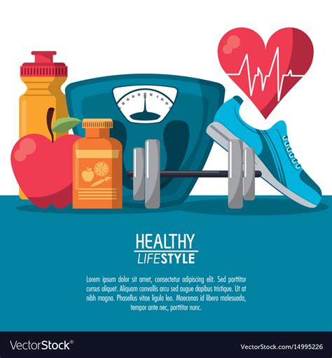 Color poster elements sport healthy lifestyle with