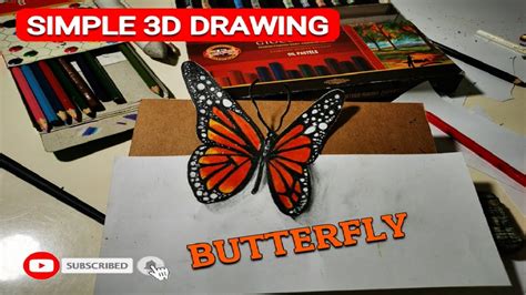 Simple 3D Drawing (BUTTERFLY) | LUKISAN 3 DIMENSI #art # ...