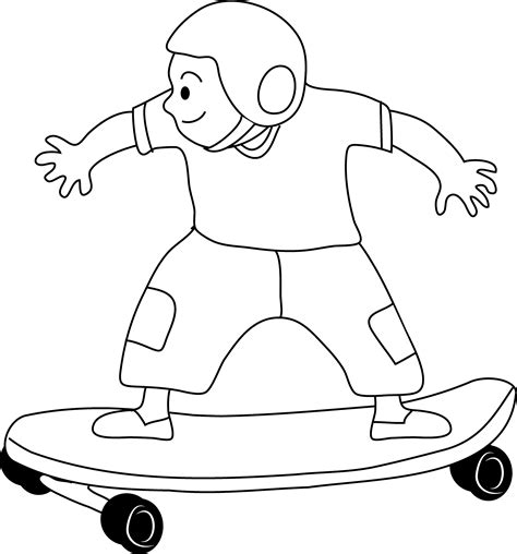 Skateboarding Kid Coloring Page Free Clip Art