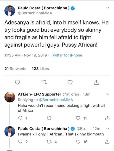Paulo Costa Tweets Deletes Attack On ‘pssy African Israel Adesanya