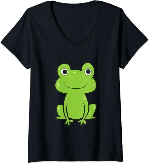 Womens Cute Frog Kawaii Frog Kids Frogs V Neck T Shirt