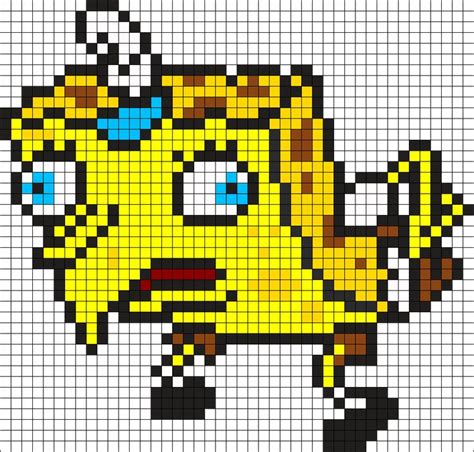 Spongebob Meme Perler Bead Pattern Bead Sprite Pixel Art Grid Perler Bead Art Minecraft