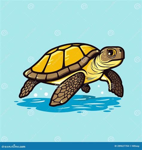 Sea Turtle Turquoise Oceanlife Cartoon Vector Art Stock Vector