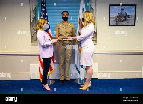 deputy secretary of defense dr kathleen h hicks swears in meredith berger as the assistant
