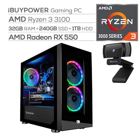 Ibuypower Desktop Gaming Pc Amd Ryzen 3 3100 Up To 39ghz Radeon Rx 550