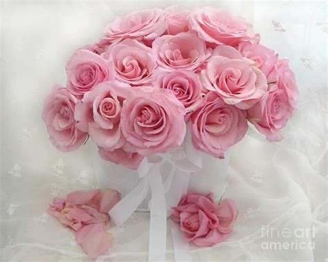 Romantic Pink White Roses Bouquet Shabby Chic Flowers Roses Photograph