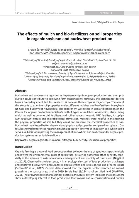 Pdf The Effects Of Mulch And Bio Fertilizers On Soil Properties In