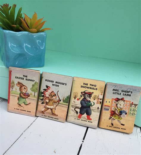 Vintage 1940s Tiny Golden Books Set Of Four 1940s Miniature Children