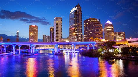 Downtown Tampa Florida City Skyline Stock Photos ~ Creative Market