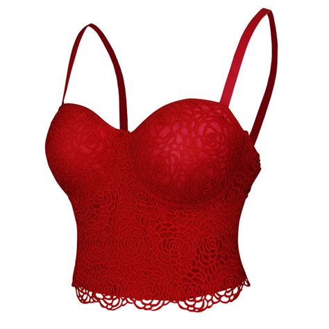 Sexy Red Rose Lace Bustier Corset Crop Top N18817