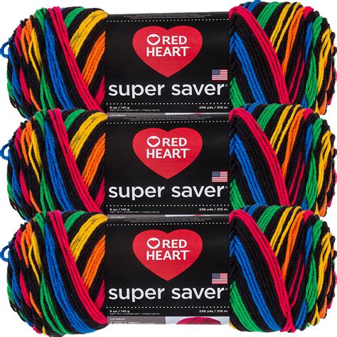 Red Heart Super Saver Yarn Primary Stripes Multipack Of 3 Walmart
