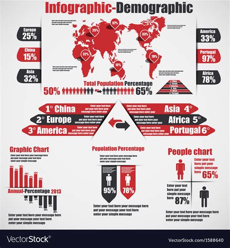 Infographic Demographic New Style 10 Red Vector Image