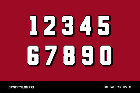 3d Varsity Number Svg Sports Jersey Numbers For Sublimation Ph