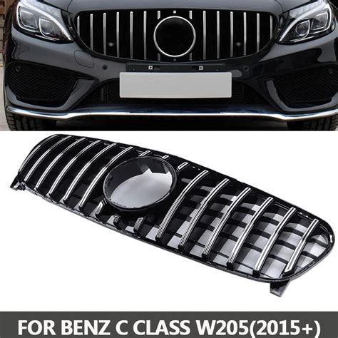 W205 Amg Gtr Abs Silver Front Bumper Mesh Grill Grille Fit For New Benz