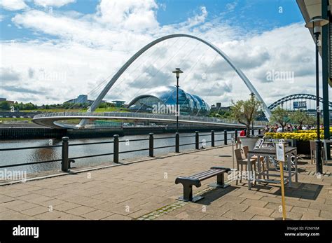 The Gateshead Millennium Bridge And The Sage Centre Over The River Tyne