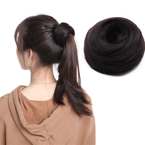 S Noilite Human Hair Bun Extension For Women Wedding Wavy Curly Messy