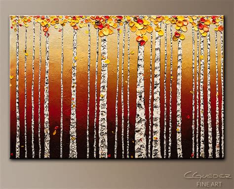 Abstract Art Painting Birch Trees Landscape Wall Art
