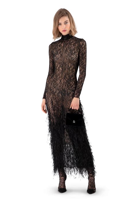 Black Lace Feather Embroidered Fitted Midi Dress In 2021 Stretch Lace Dress Fitted Midi Dress