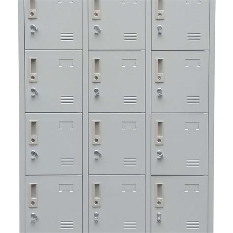 18 Door Locker Cabinet With Padlock Hasp And Name Plate Light Gray
