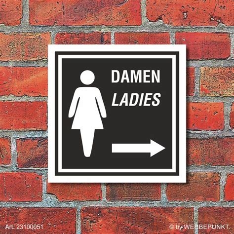 Graviertes led schild mit wc pfeil nach links sowie folien hinterlegung für gastro handel. Schild WC Toilette Klo Damen mit Pfeil Türschild 200 x 200 ...