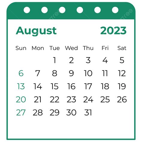 August Calendar Vector Hd Images Calendar August 2023 With Various