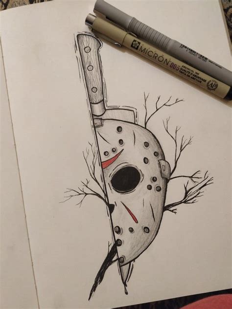 Jason Voorhees Friday The 13th Tattoo Design Scary Drawings Creepy