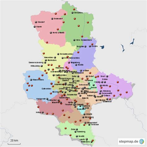 Auf der politischen karte gab es nach dieser landtagswahl somit weniger statt mehr blaue punkte. StepMap - Sachsen Anhalt_5 - Landkarte für Deutschland