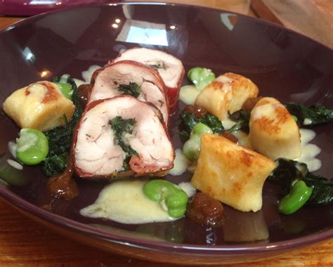 Adjust seasoning and add more water if you need a looser dip. Chicken ballotine, gnocchi, broad beans, sherry raisin ...