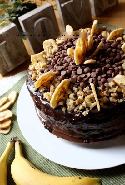 Every time we took delivery of a rum cake, we'd ask for the recipe, even though we knew it was hopeless. Banana, Walnut, Rum and Chocolate Cake by claremanson on DeviantArt