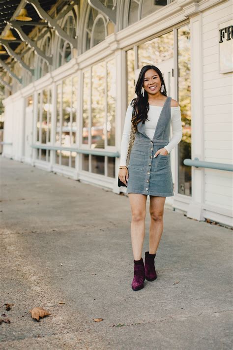 How To Wear A Corduroy Overall Dress For Fall Color And Chic
